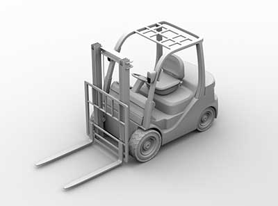 Render of an industrial forklift