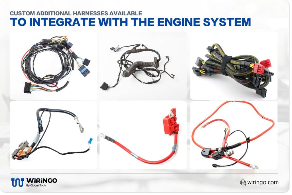 custom additional harnesses available to integrate with the engine system